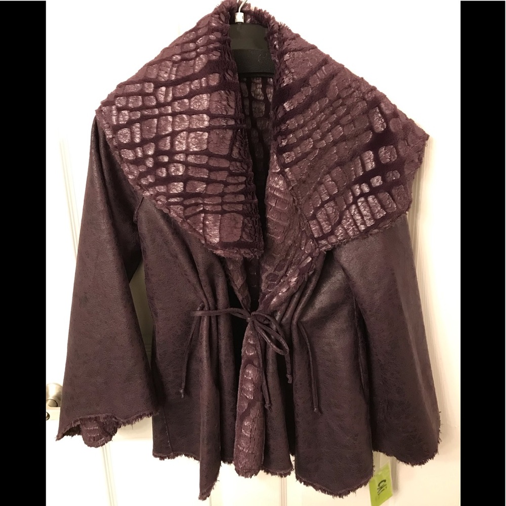 Chi by Falchi reversible leather coat with faux fur